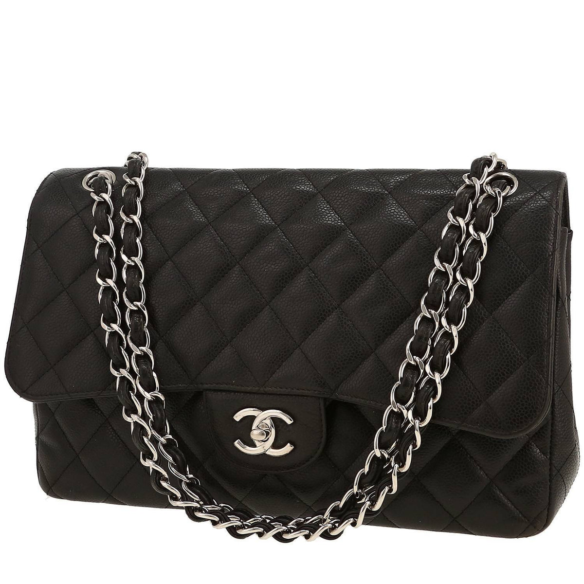 Chanel Timeless Jumbo handbag in black quilted grained leather