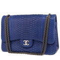 Chanel Timeless Jumbo handbag in Bleu Marine python