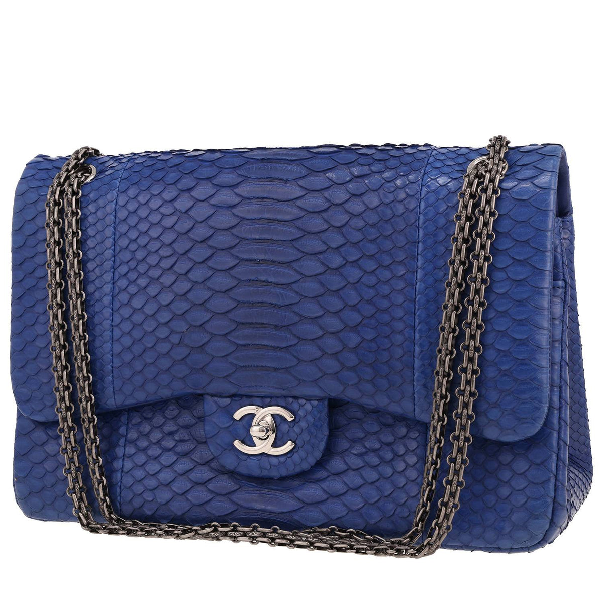 Chanel Timeless Jumbo handbag in Bleu Marine python