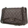 Chanel Timeless Jumbo handbag in grey quilted grained leather