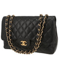 Chanel Timeless Jumbo shoulder bag in black quilted grained leather