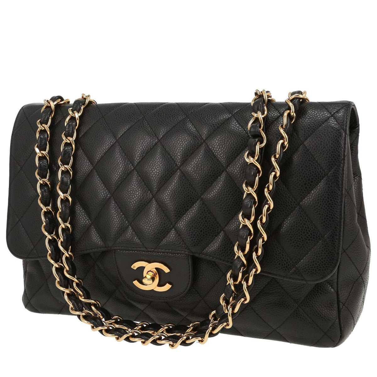 Chanel Timeless Jumbo shoulder bag in black quilted grained leather