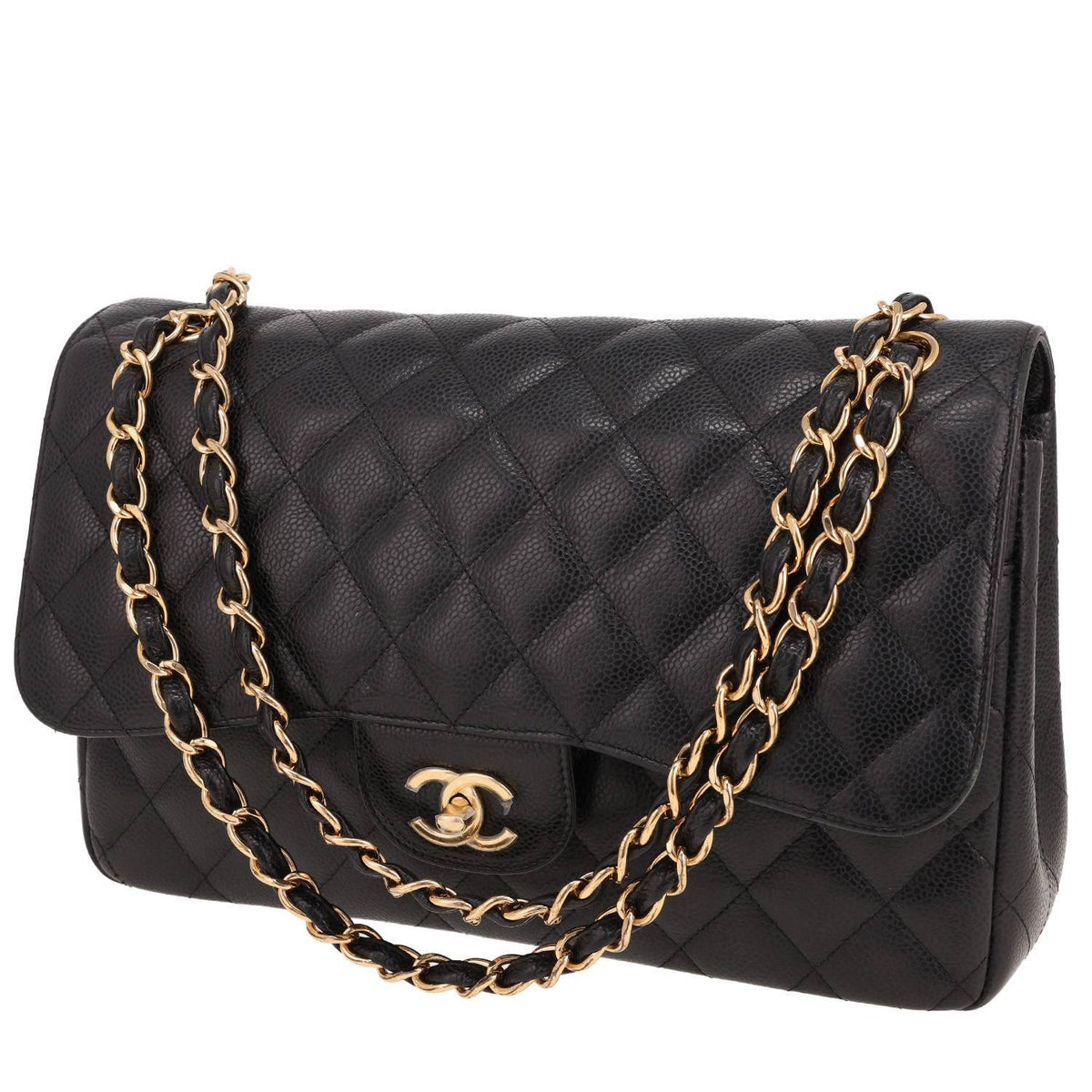 Chanel Timeless Jumbo shoulder bag in black quilted grained leather