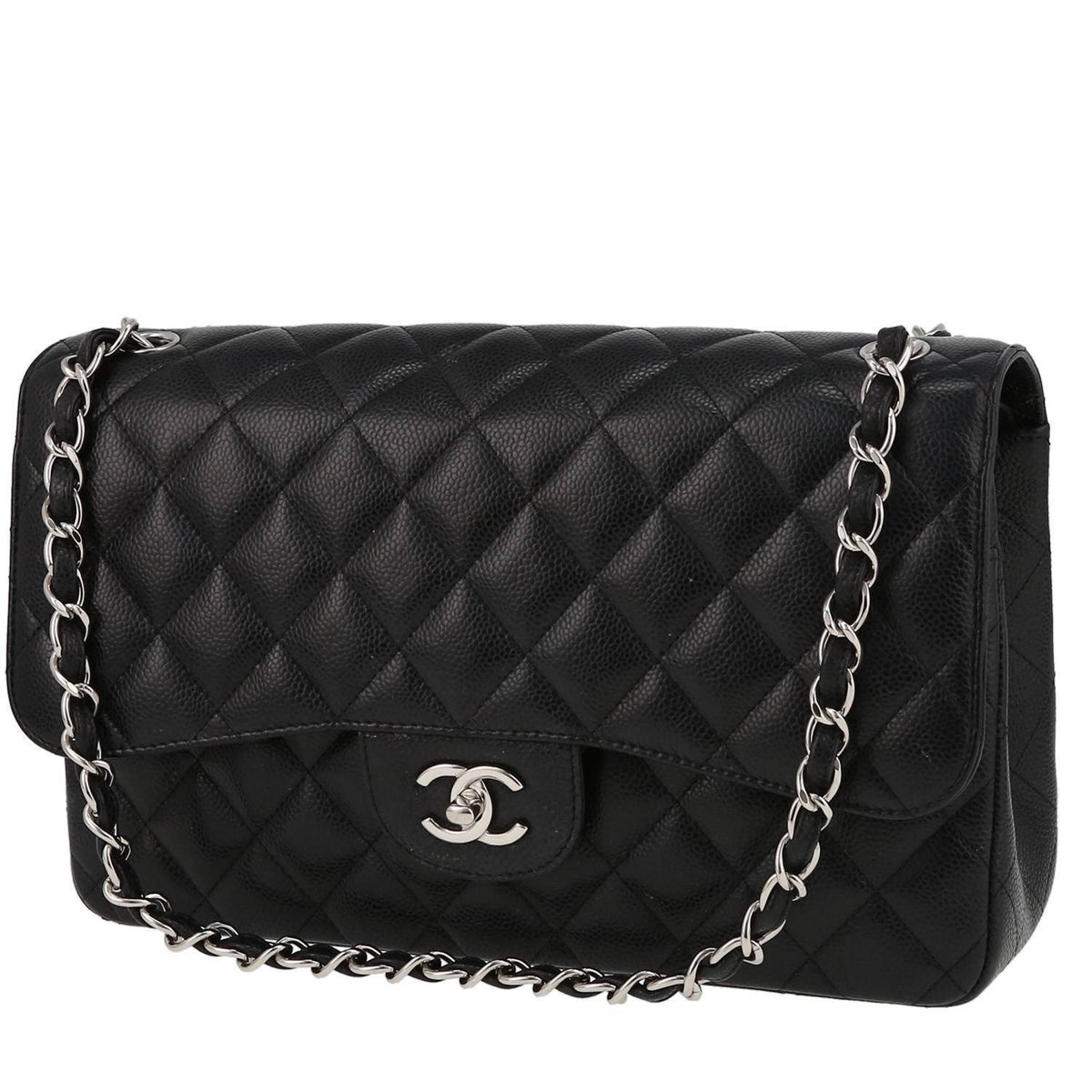 Chanel Timeless Jumbo shoulder bag in black quilted grained leather