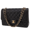 Chanel Timeless Jumbo shoulder bag in black quilted grained leather