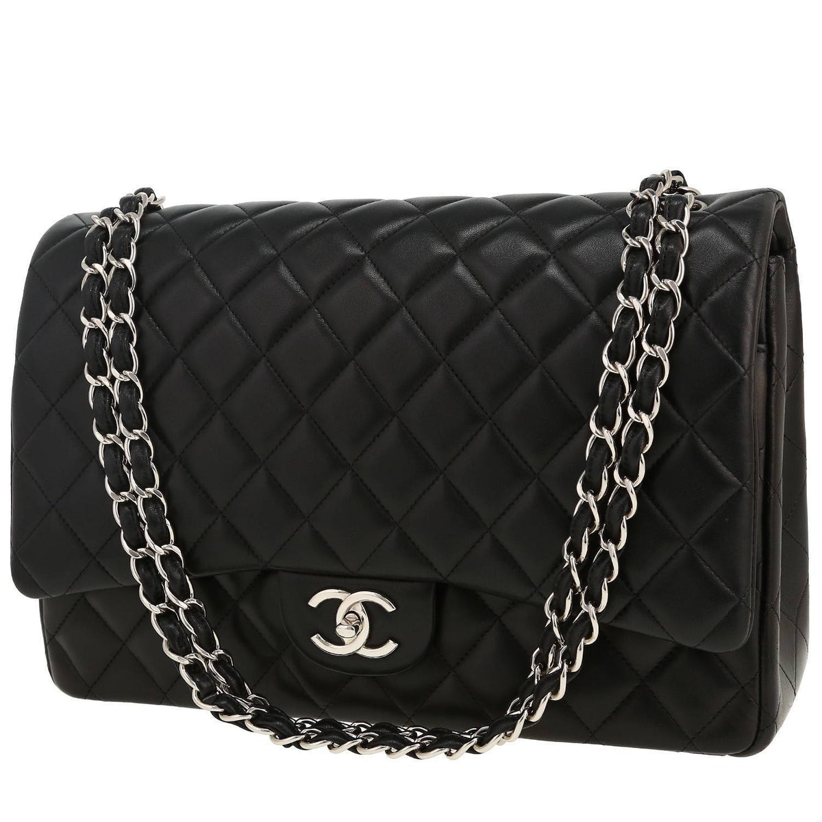 Chanel Timeless Maxi Jumbo handbag in black quilted leather