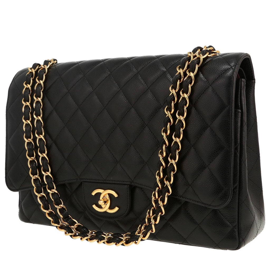 Chanel Timeless Maxi Jumbo handbag in black quilted leather
