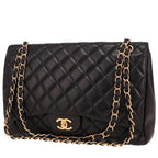 Chanel Timeless Maxi Jumbo shoulder bag in black quilted leather