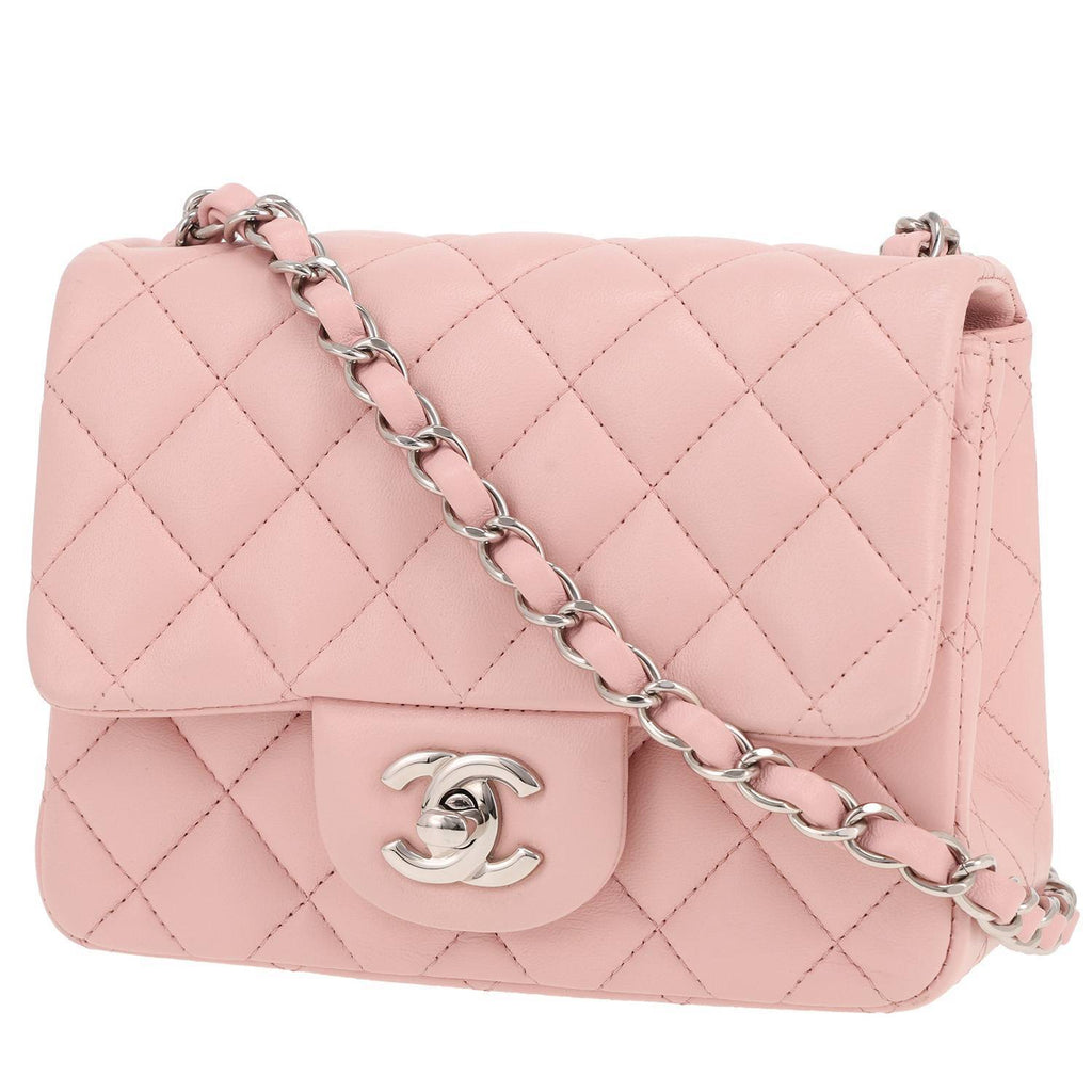 Chanel Timeless Mini Carré shoulder bag in pink quilted leather
