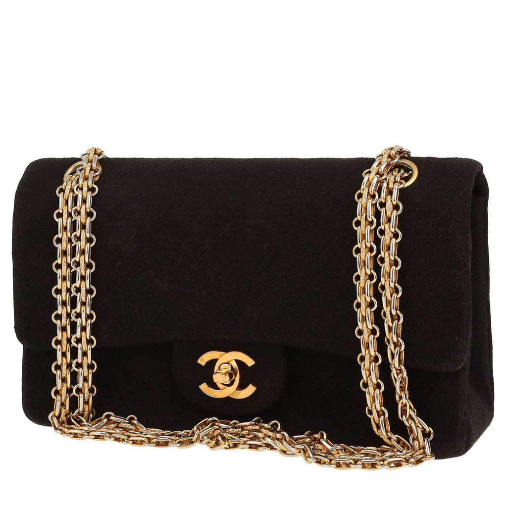 Chanel Timeless Petit shoulder bag in black jersey canvas