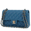 Chanel Timeless Petit shoulder bag in blue quilted grained leather