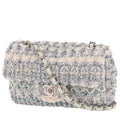 Chanel Timeless shoulder bag in white, purple and silver tweed