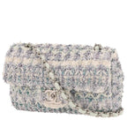 Chanel Timeless shoulder bag in white, purple and silver tweed