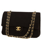 Chanel Timeless Vintage handbag in black jersey canvas