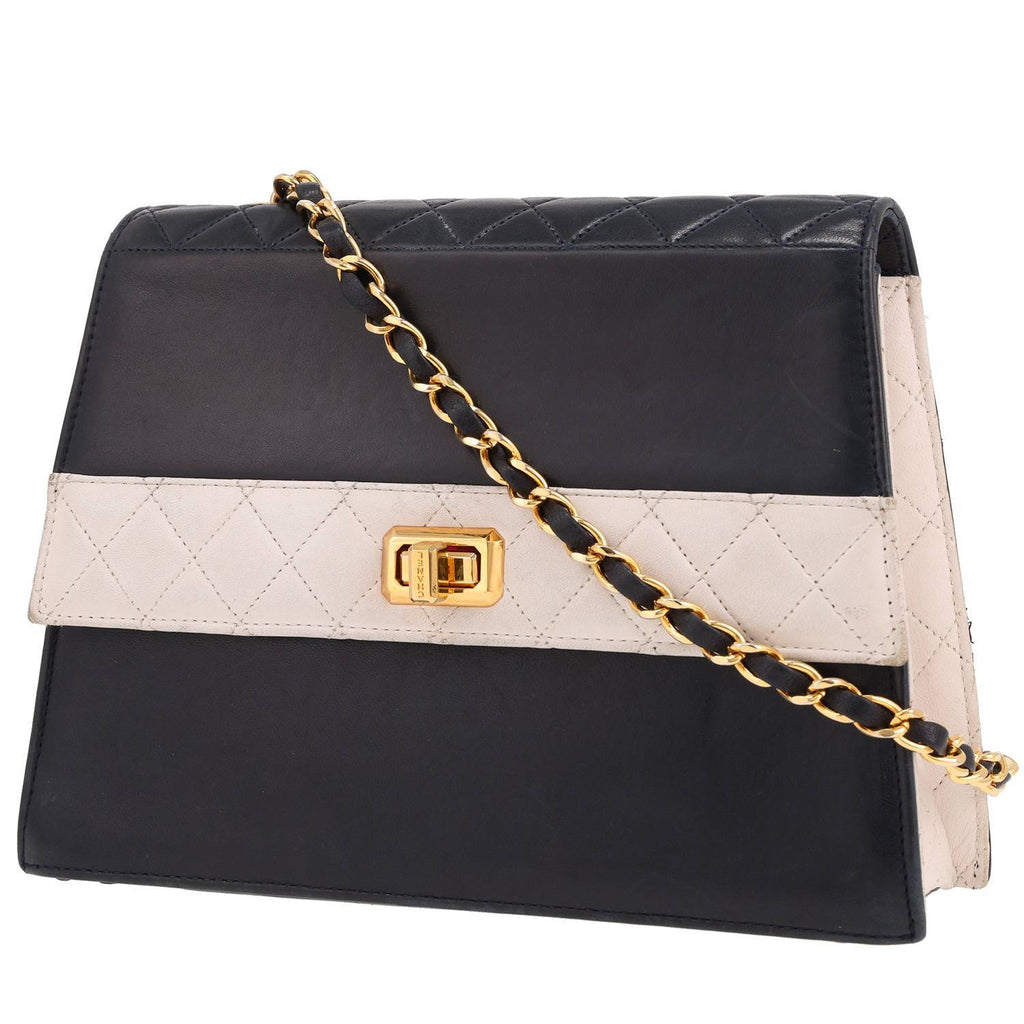 Chanel Vintage handbag in blue and white quilted leather