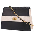 Chanel Vintage handbag in blue and white quilted leather