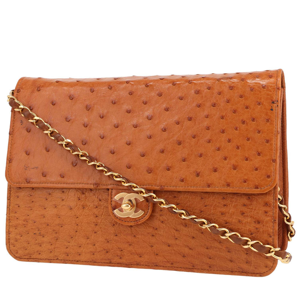 Chanel Vintage handbag in gold ostrich leather