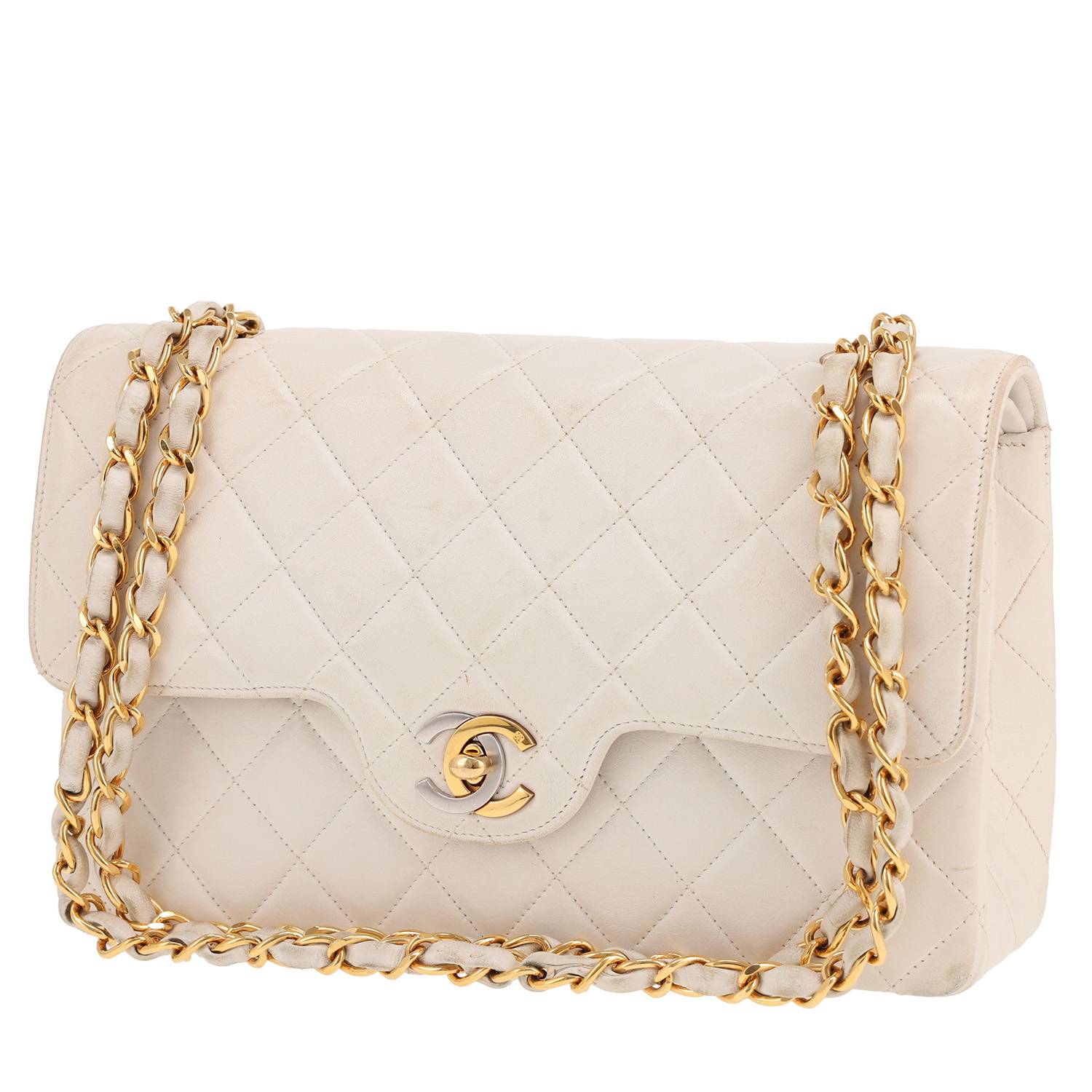 Chanel Vintage handbag in white quilted leather