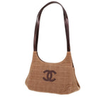 Chanel Vintage shoulder bag in brown velvet and brown leather