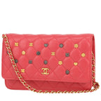 Chanel Wallet on Chain handbag/clutch in pink quilted leather