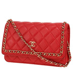 Chanel Wallet on Chain shoulder bag in red quilted leather