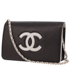 Chanel Wallet on Chain shoulder bag in black and silver leather