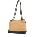 Vintage Chanel 'Shopping' handbag in raffia and black leather