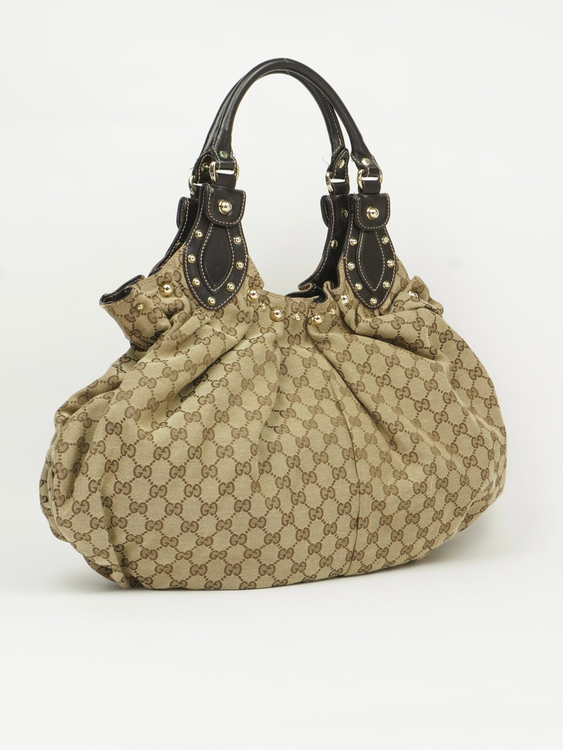 GUCCI MONOGRAM STUDDED PELHAM BAG