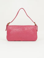 FENDI PINK LEATHER LOGO BAGUETTE