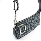 CHRISTIAN DIOR MONOGRAM SHOULDER BAG WITH SILVER DETAILING