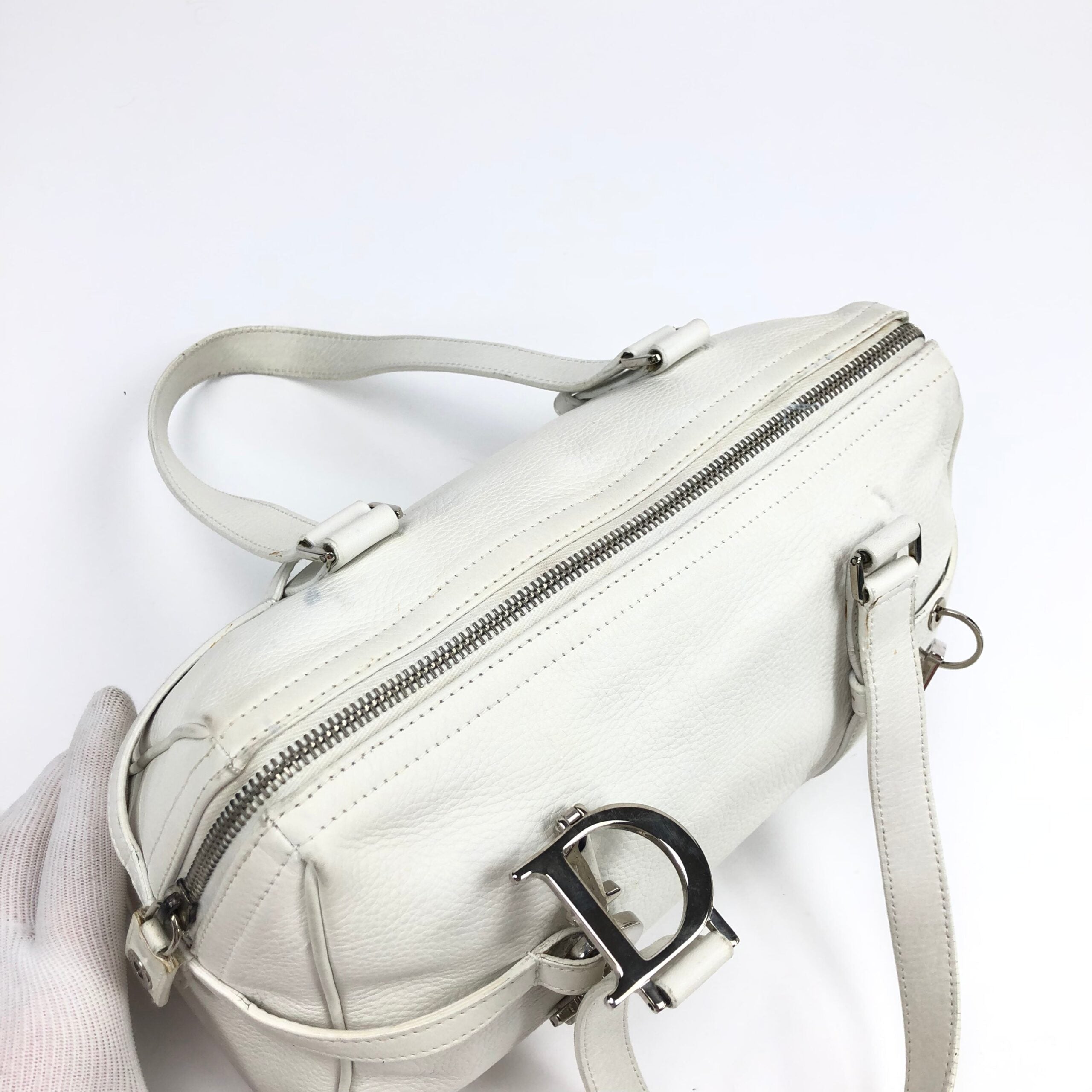CHRISTIAN DIOR LEATHER BAG WITH SILVER HARDWARE
