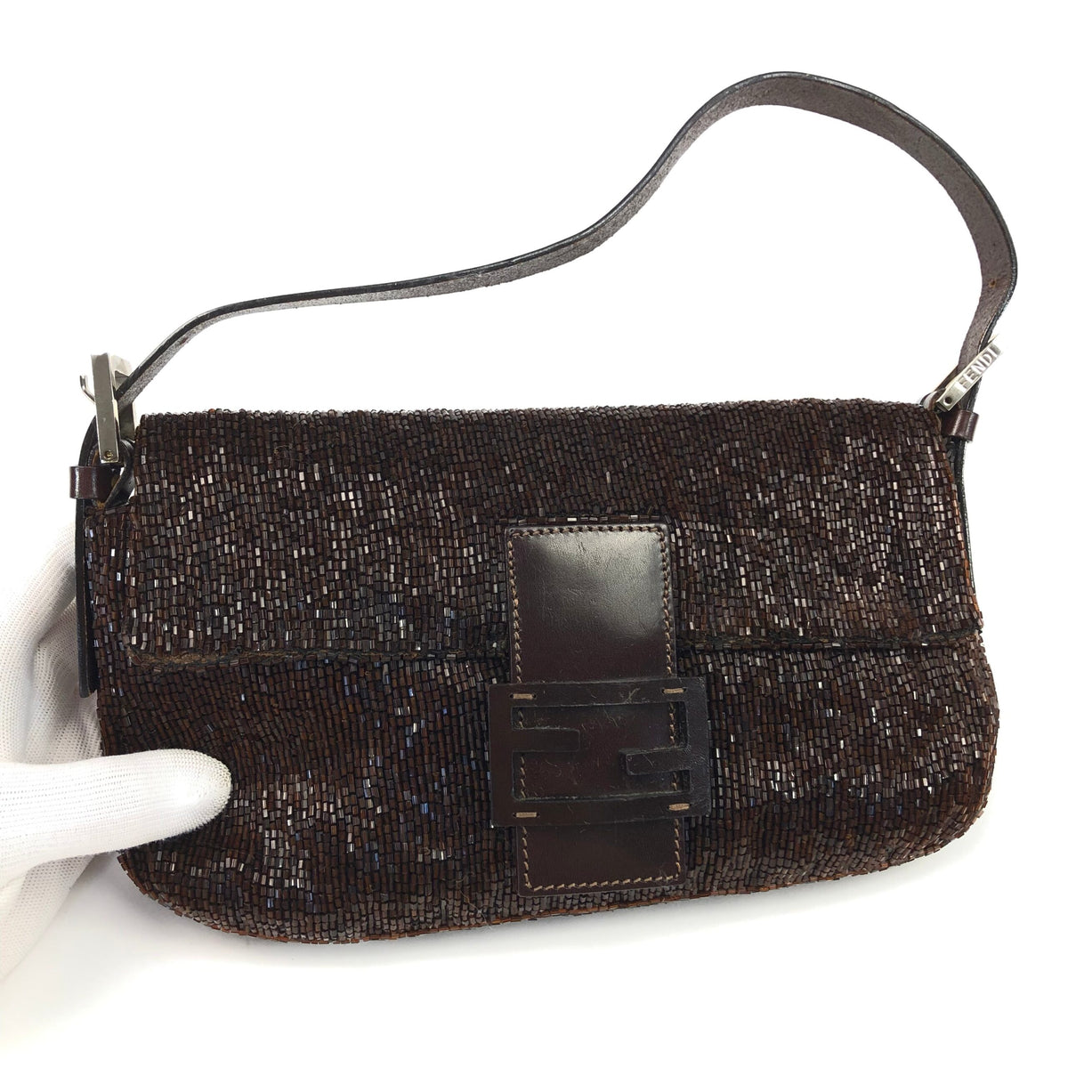 FENDI BEADED BAGUETTE SHOULDER BAG