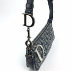 CHRISTIAN DIOR MONOGRAM SHOULDER BAG WITH SILVER DETAILING