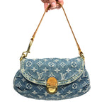 LOUIS VUITTON DENIM PLEATY SHOULDER BAG