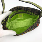 FENDI ZUCCA FLORAL BEADED BAGUETTE BAG WITH EXOTIC LIZARD DETAILING