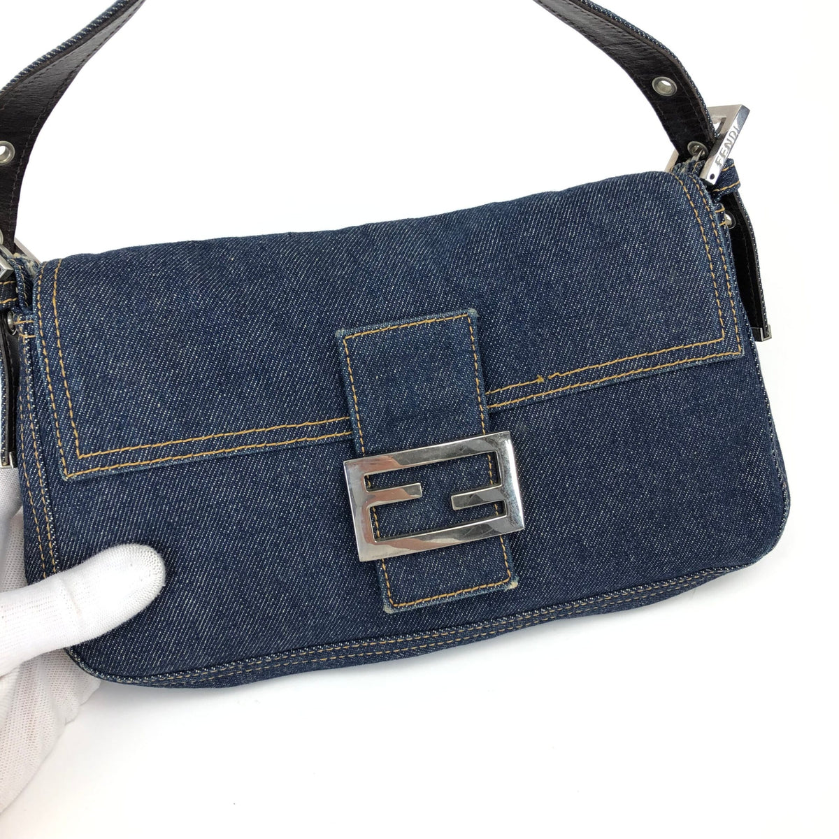 FENDI DENIM BAGUETTE BAG