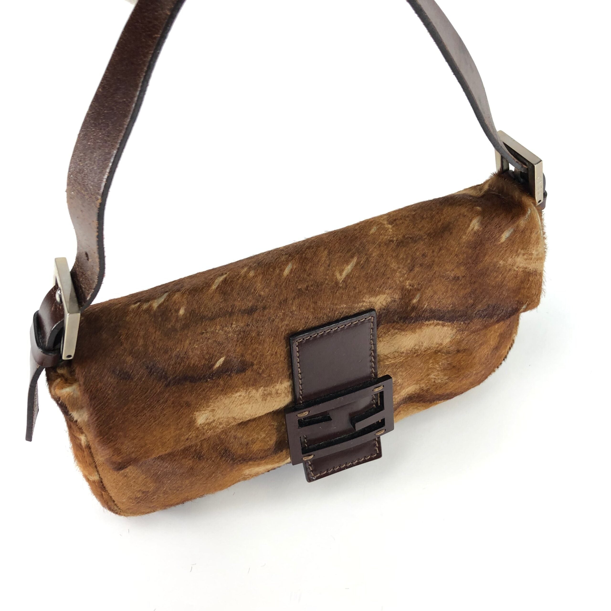 FENDI CALF HAIR BAGUETTE BAG