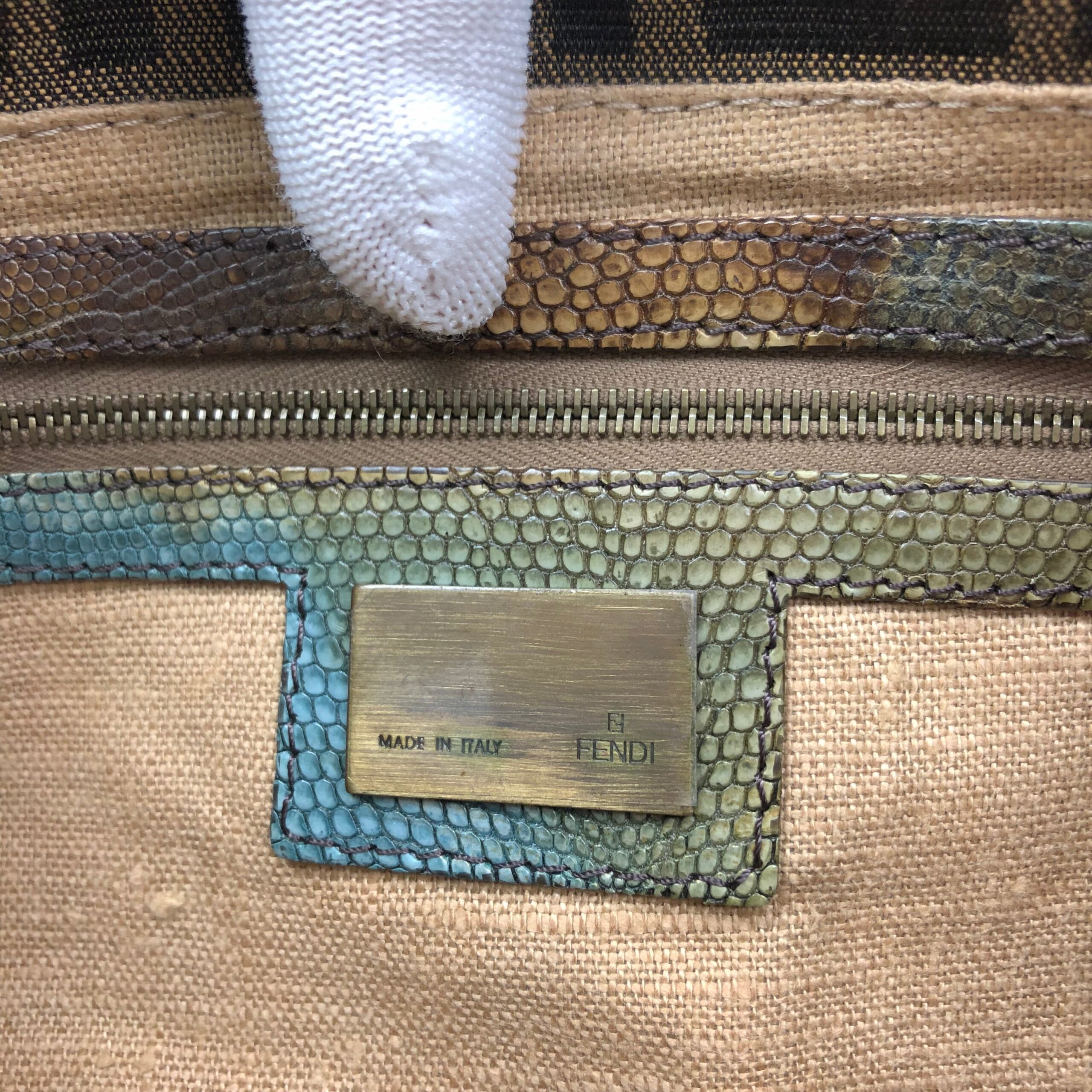 FENDI LEOPARD PONY HAIR ZUCCA BAGUETTE BAG