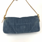 FENDI DENIM BAGUETTE BAG WITH LIZARD DETAILING