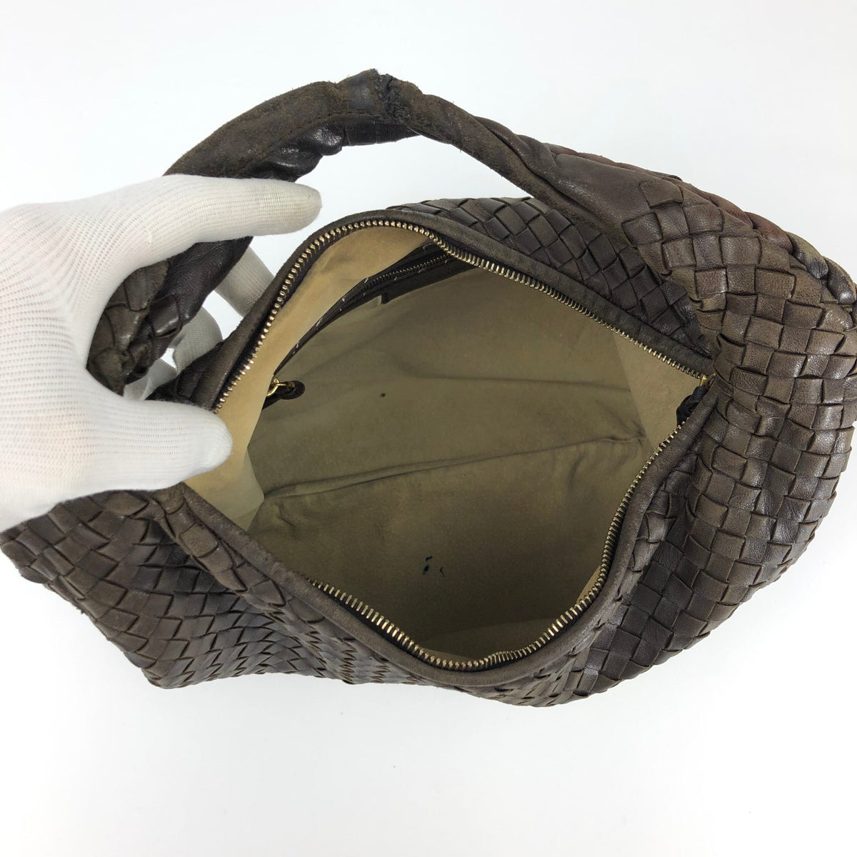 BOTTEGA VENETA BROWN INTRECCIATO SHOULDER BAG