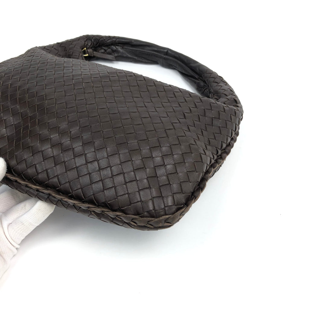 BOTTEGA VENETA BROWN INTRECCIATO SHOULDER BAG