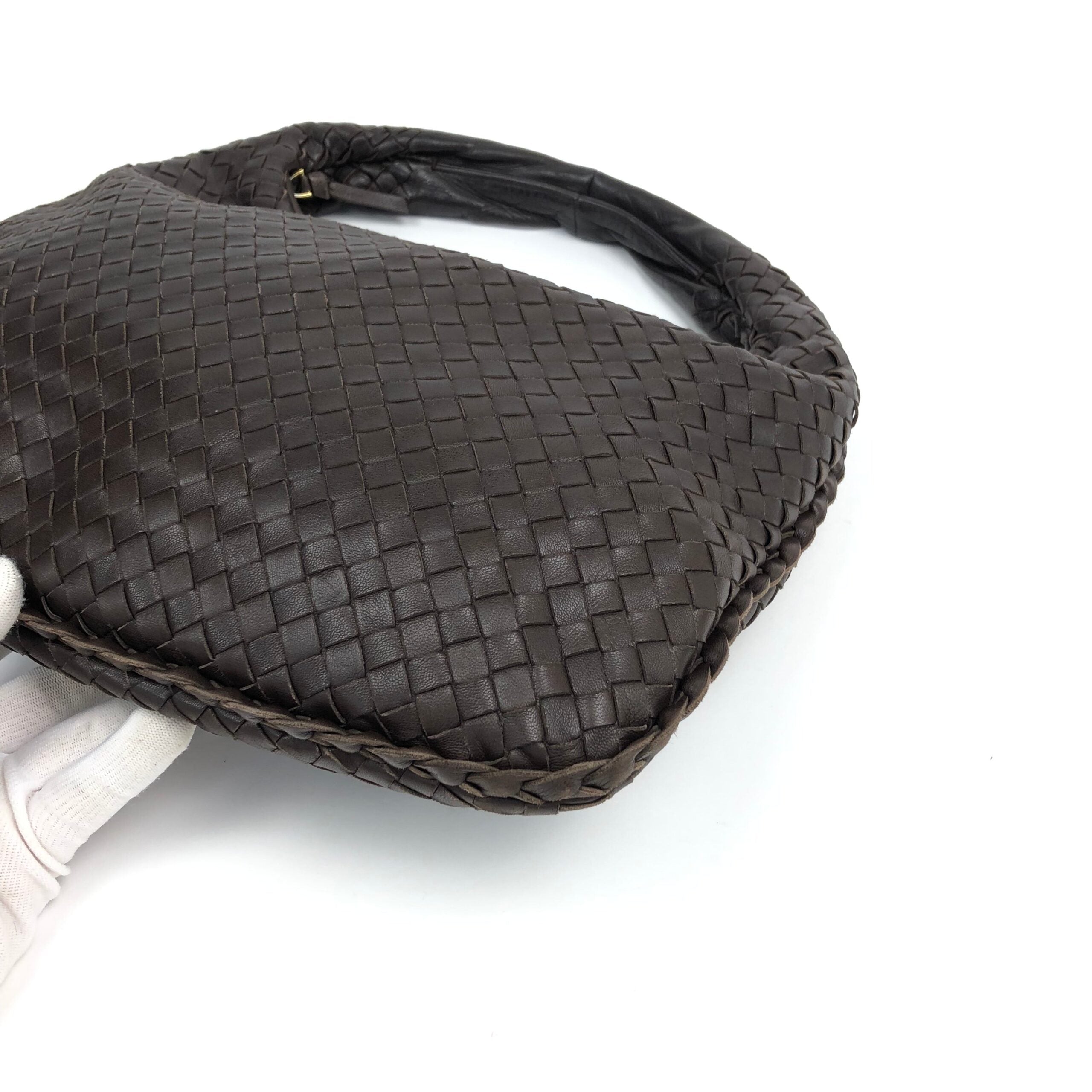 BOTTEGA VENETA BROWN INTRECCIATO SHOULDER BAG