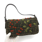 FENDI ZUCCA CASHMERE WOOL BAGUETTE SHOULDER BAG