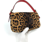 FENDI LEOPARD PONY HAIR BAGUETTE SHOULDER BAG
