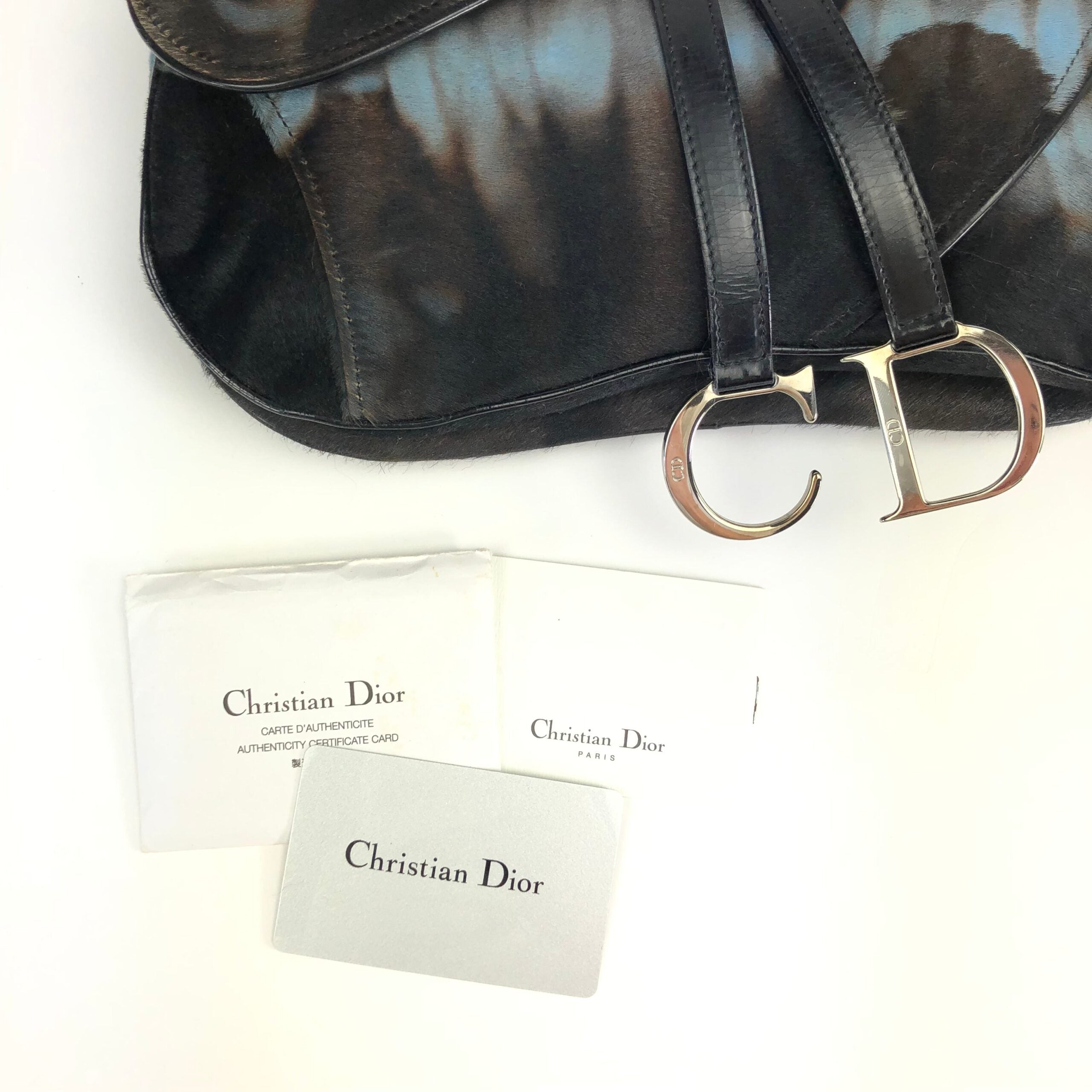 CHRISTIAN DIOR PONY HAIR DOUBLE SADDLE BAG