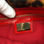 FENDI LEOPARD PONY HAIR BAGUETTE SHOULDER BAG