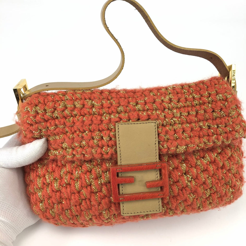 FENDI CROCHET BAGUETTE SHOULDER BAG