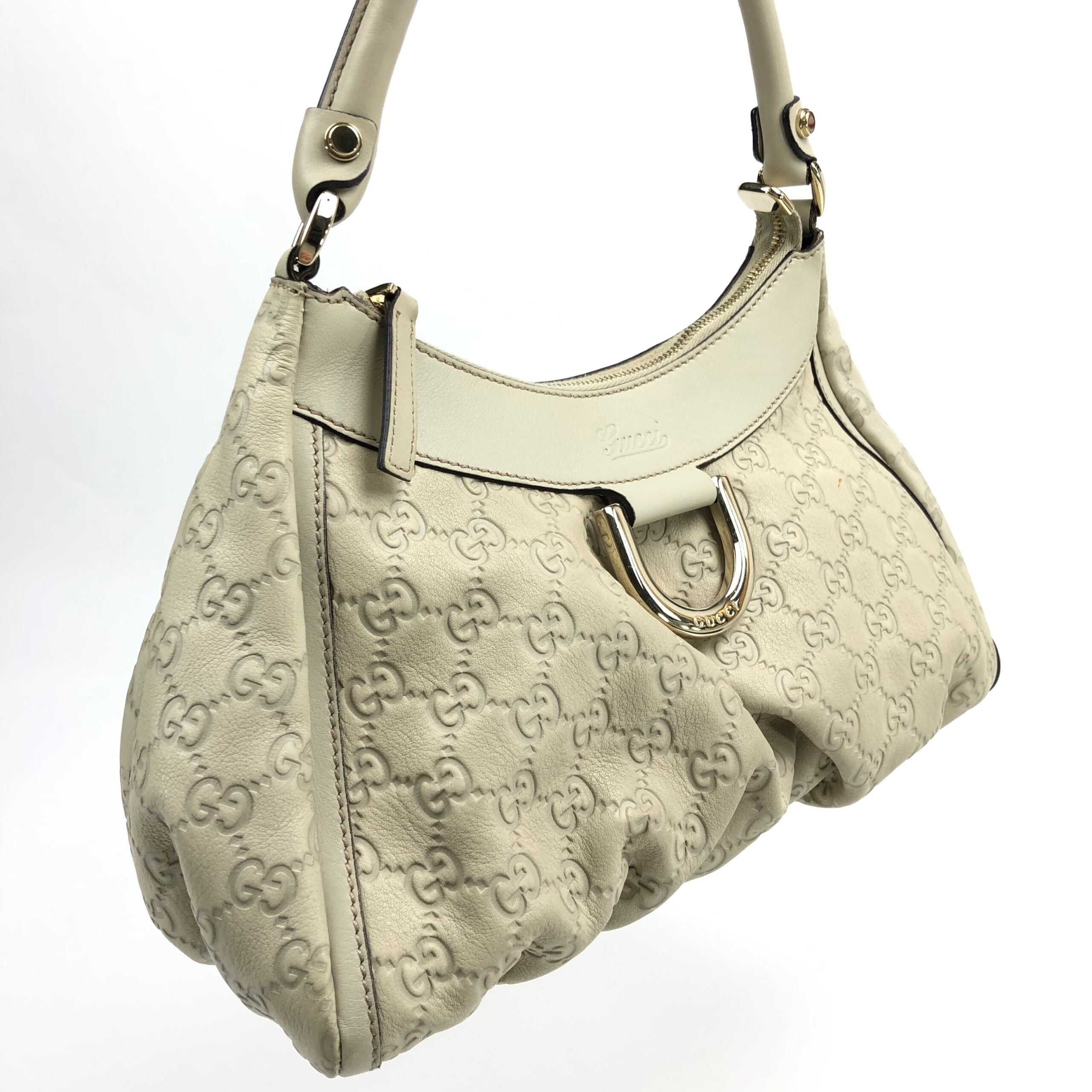 GUCCI ABBEY MONOGRAM LEATHER SHOULDER BAG