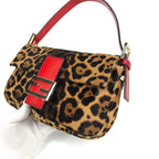 FENDI LEOPARD PONY HAIR BAGUETTE SHOULDER BAG