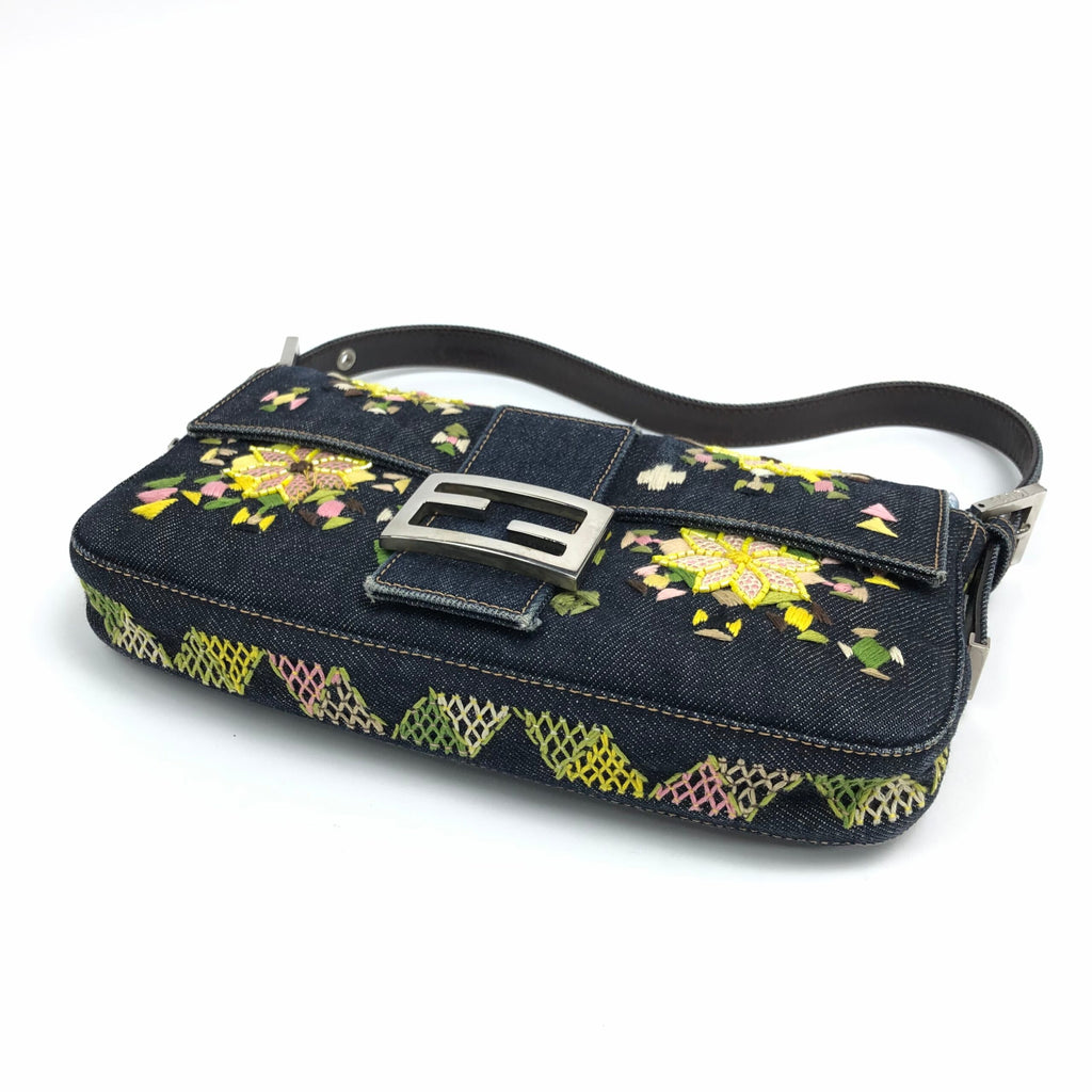 FENDI BEADED DENIM BAGUETTE
